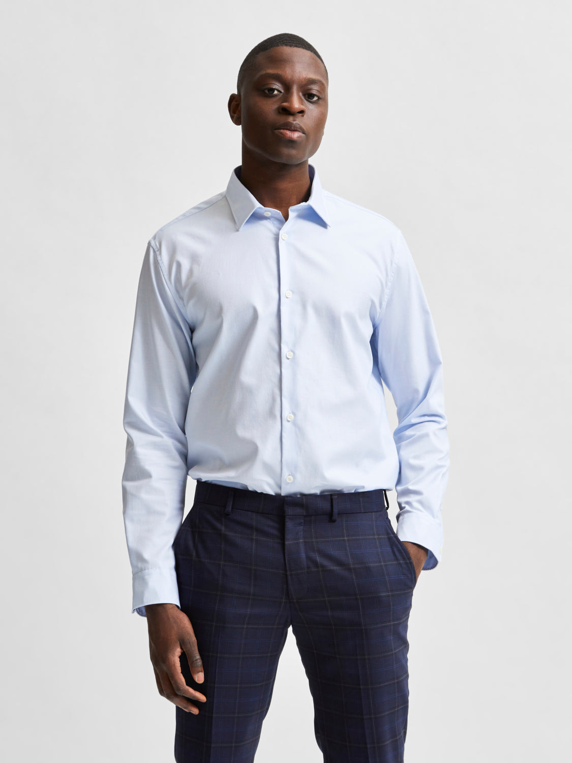 SLHREGETHAN Shirts - Light Blue